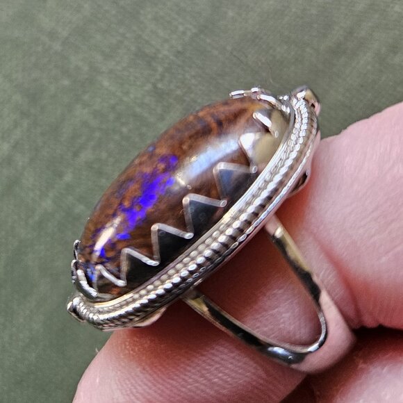 Boulder Opal Ring, Sterling Silver - Picture 3 of 6